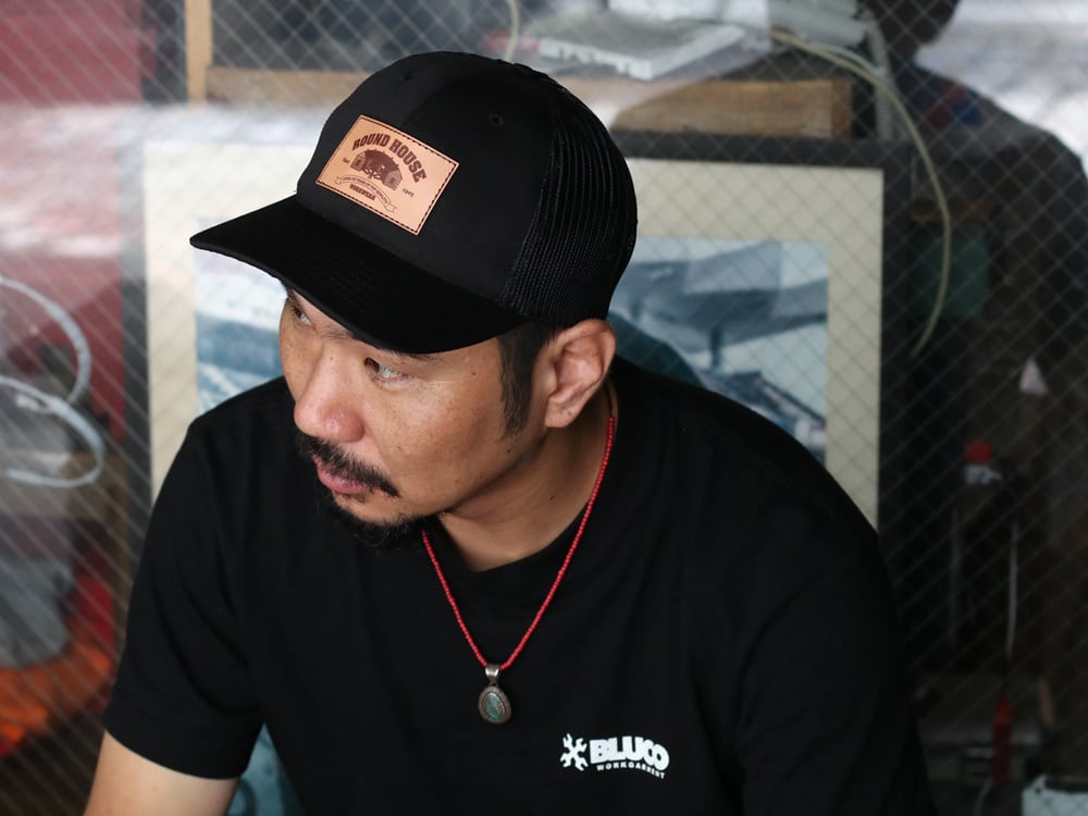 ROUND HOUSE ラウンドハウス #640 LEATHER PATCH TRUCKER CAP レザー