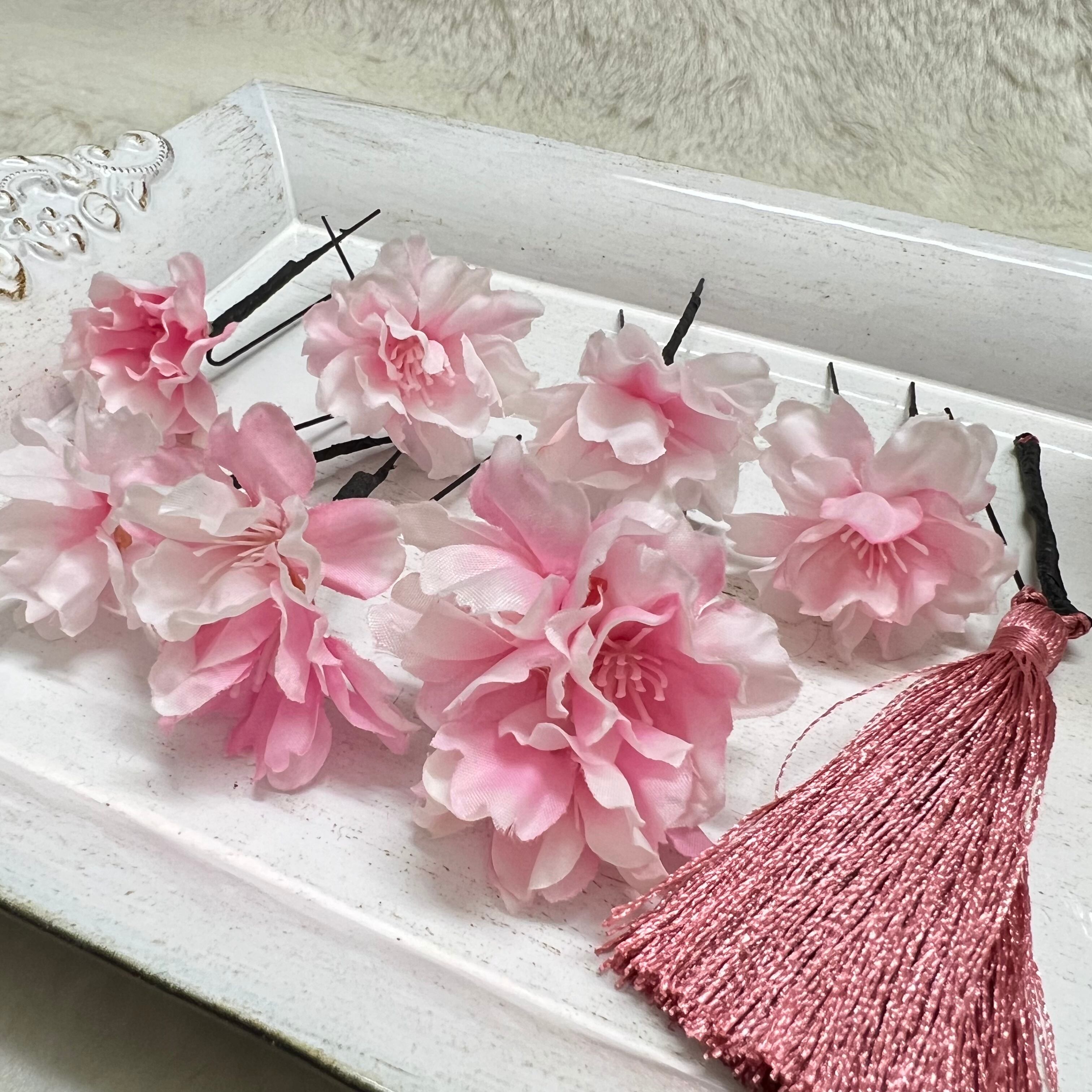 ヘアピン【桜】八重桜タッセル付き ヘアアクセサリー さくら 和装 | Pay ID