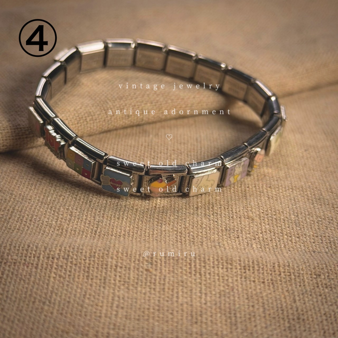 ハンドメイド イタリアンチャーム くまさんコレクション ブレスレット - 5