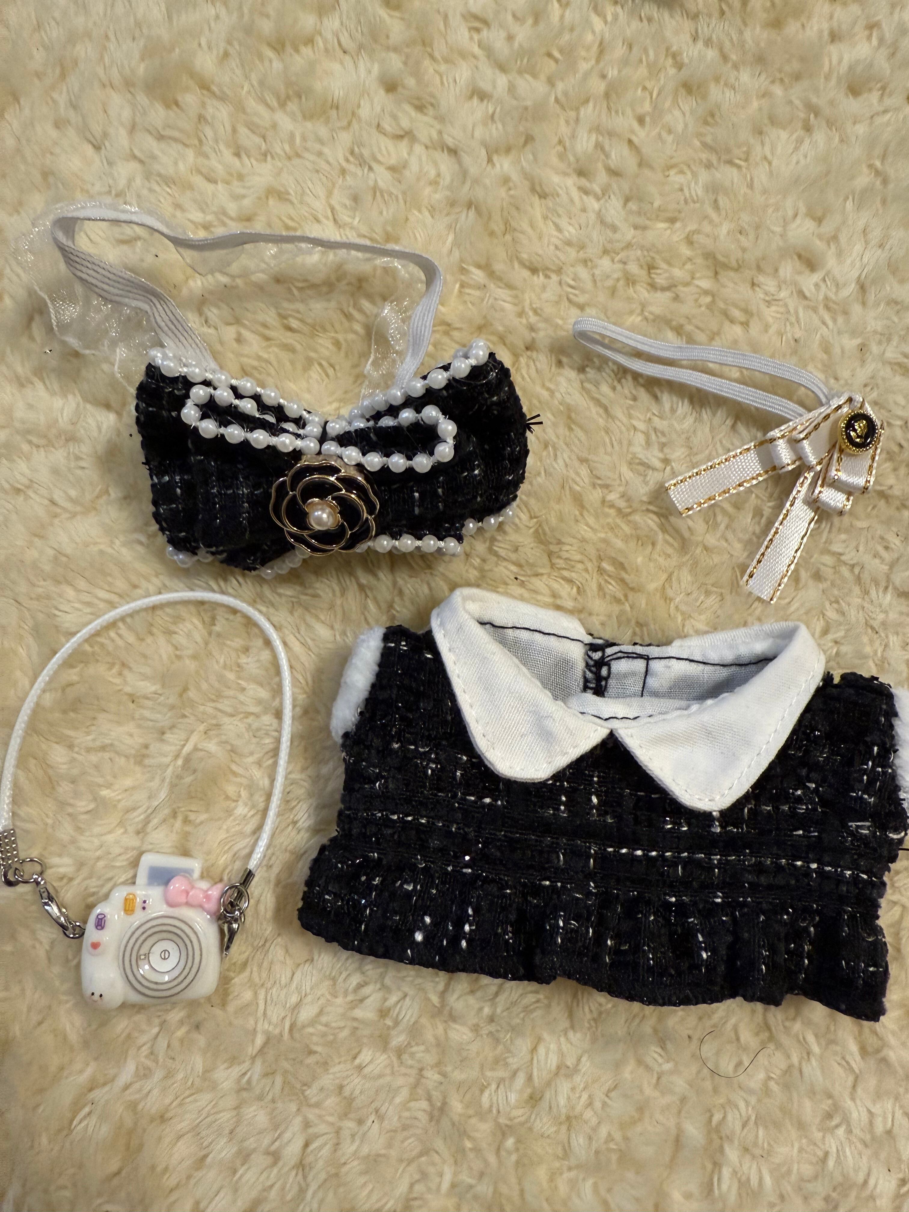 【持てるよねこさん】12〜14cm/ツイードリボンねこ.黄緑❤︎おすわりぬい服 全3色 【10cm-12cmぬい用】ぬい服 ぬいぐるみ ツイード柄 デカリボン 4