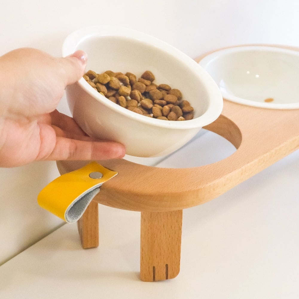 もぐもぐスタンド フードボウル 陶器 猫用 小型犬用 ご飯台 食事台