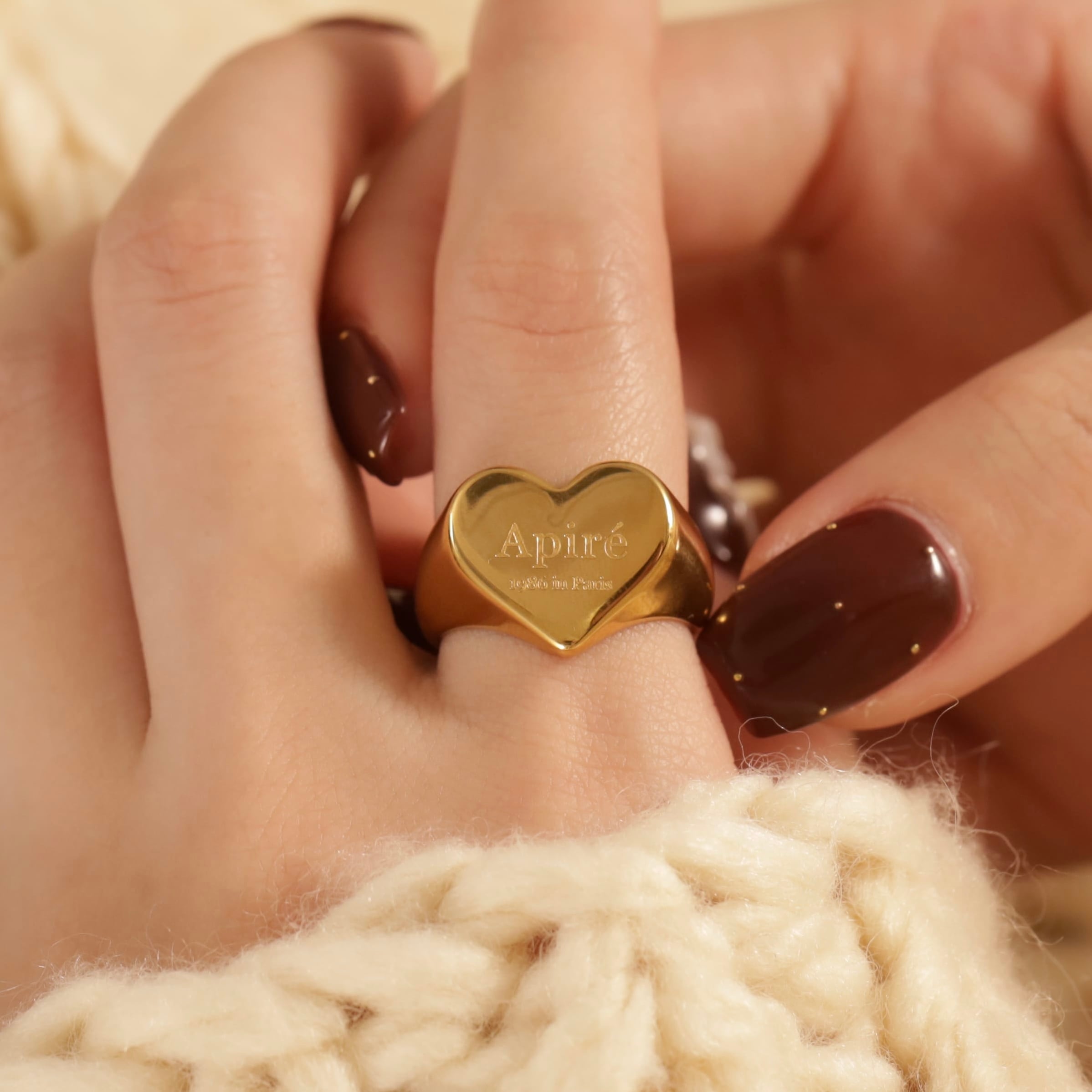 316L amouré heart ring