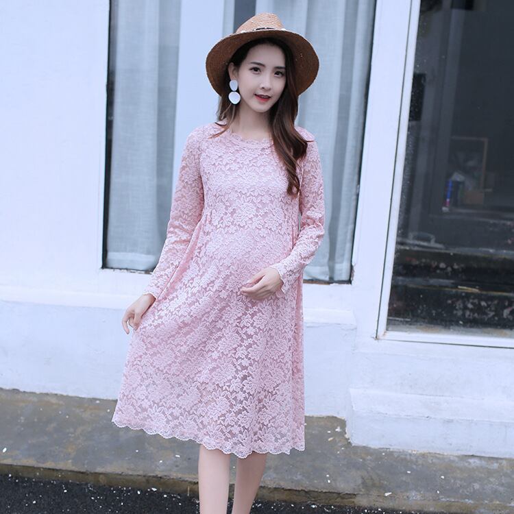 【新作】【送料無料】 マタニティドレス2019春と秋の新しいレースミドル丈マタニティドレスファッションルーズマタニティドレス-アリババ スプリング 春物 オータム 秋物 expec221026352733