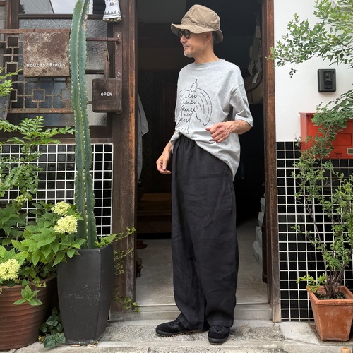 MITTAN PT-150亜麻大麻ジャカードパンツ 黒