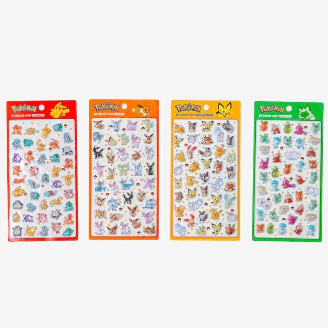 韓国限定 】 ポケモン 3D 立体 クリスタル シール ぷっくり