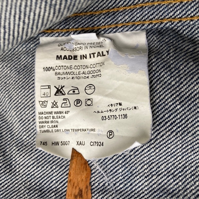 Helmut Lang ヘルムートラング 本人期 デニムジャケット トラッカー イタリア製 ダークインディゴ ヴィンテージ古着 42 画像9