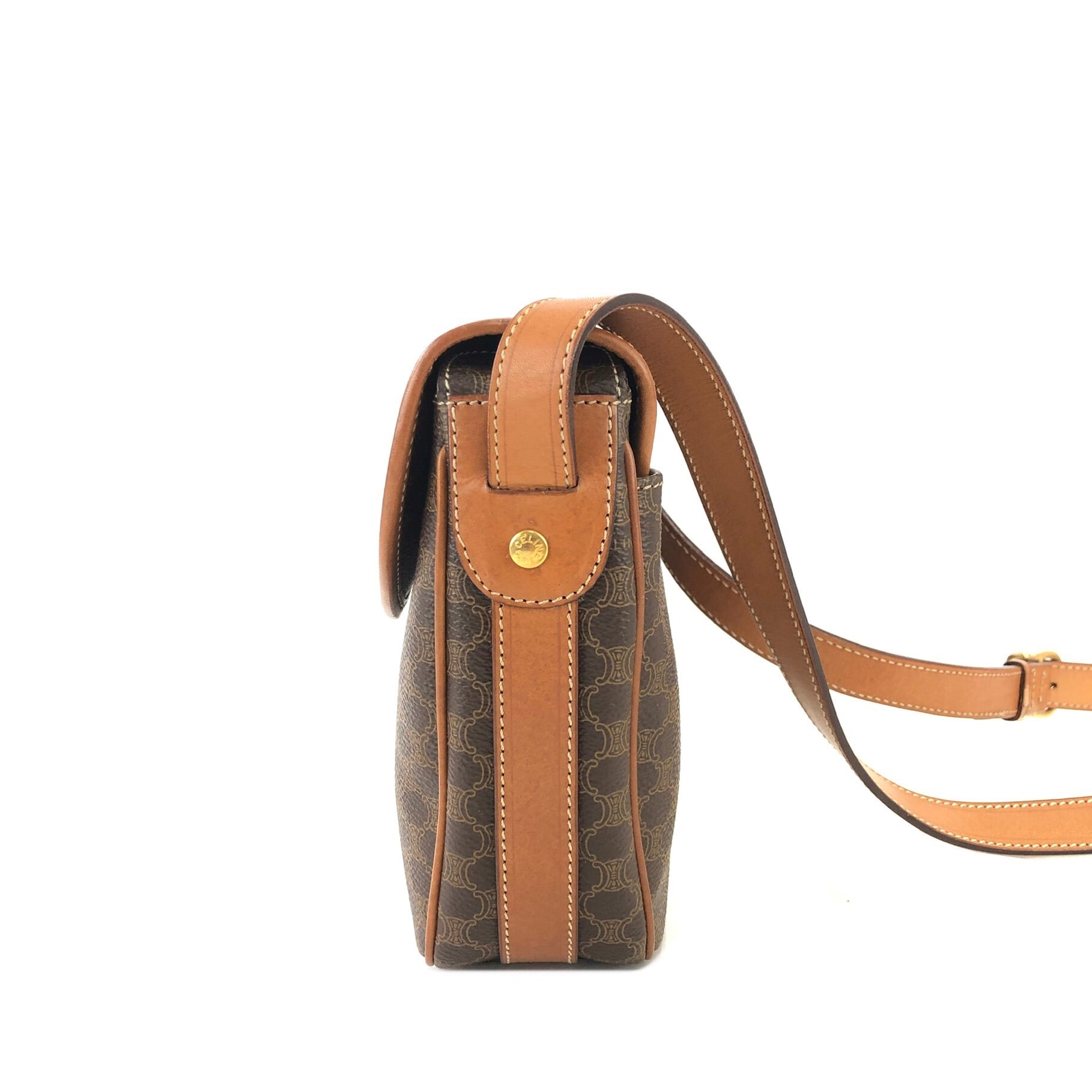 CELINE セリーヌ ブラゾン型押し PVC レザー フラップ ショルダー