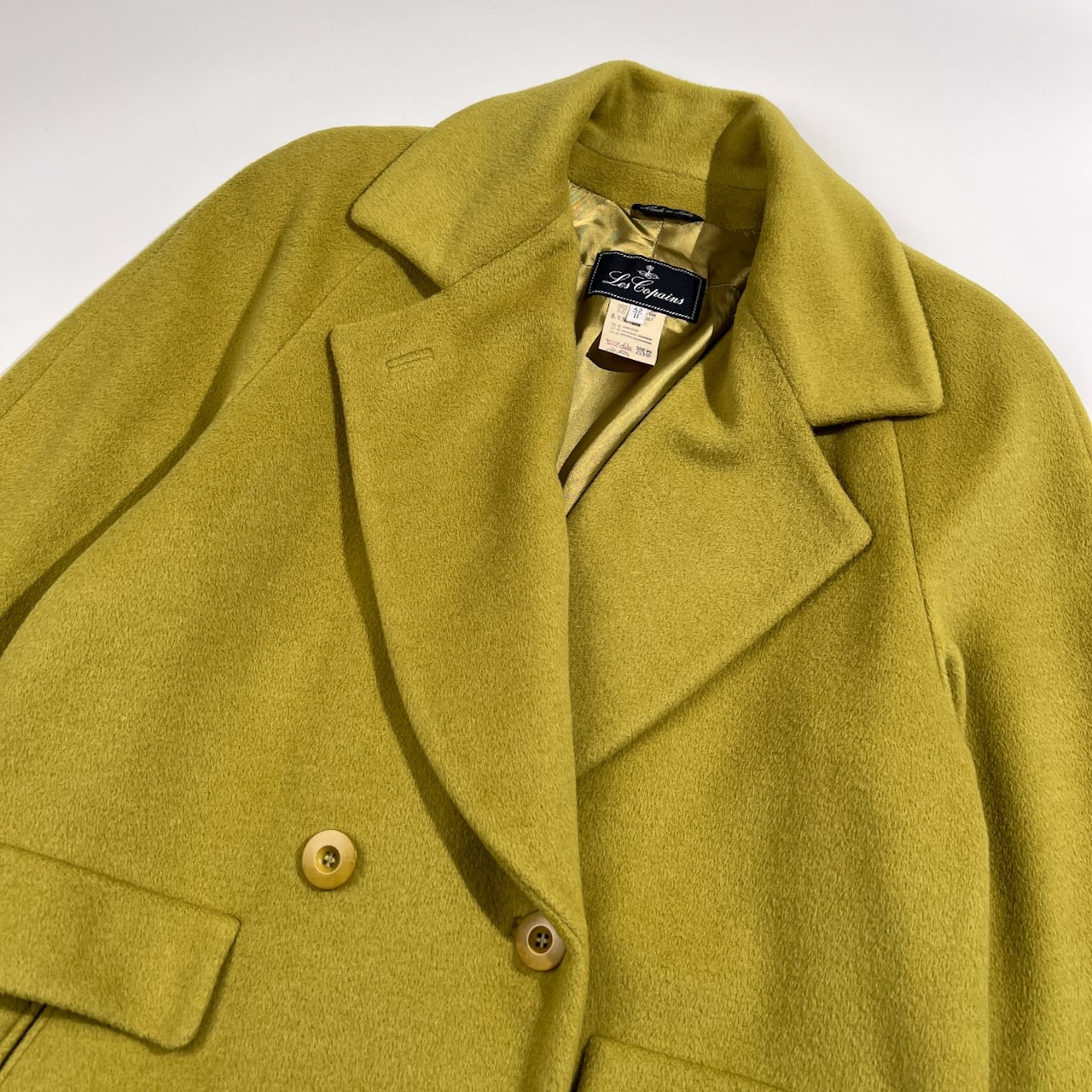 Les Copains レコパン カシミヤ アンゴラ混 コート サイズ 42 /ライムグリーン系/イタリア製