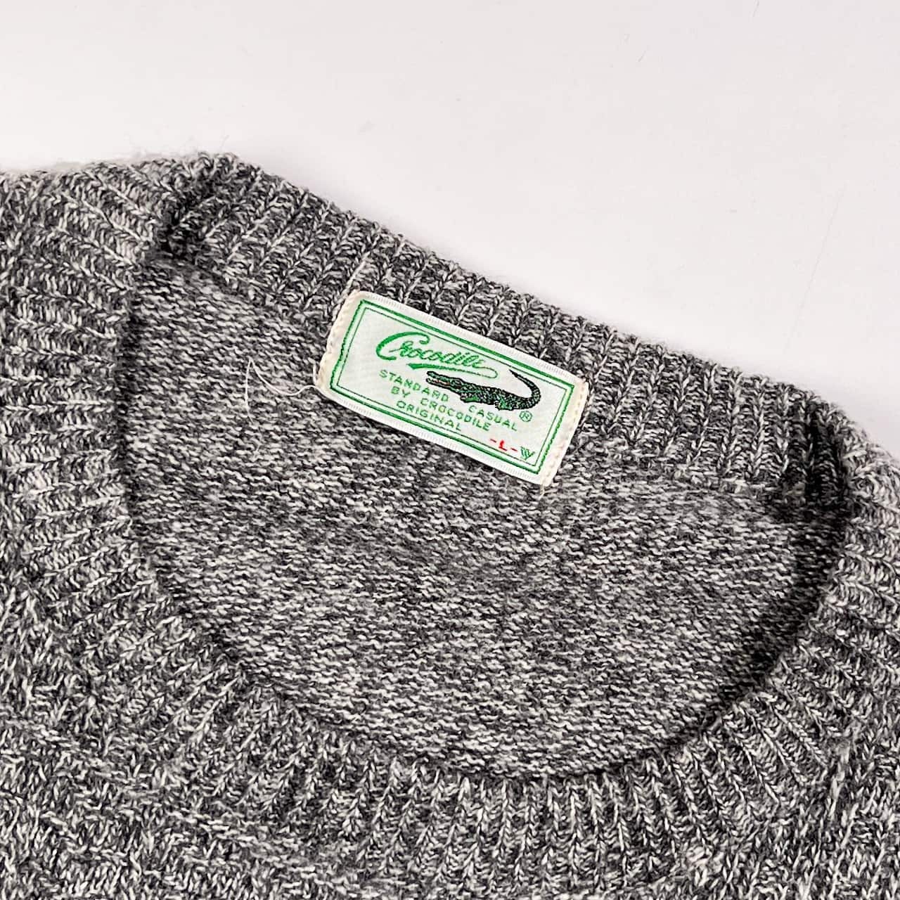 Crocodile クロコダイル デザイン ニット セーター L/グレー系 メンズ