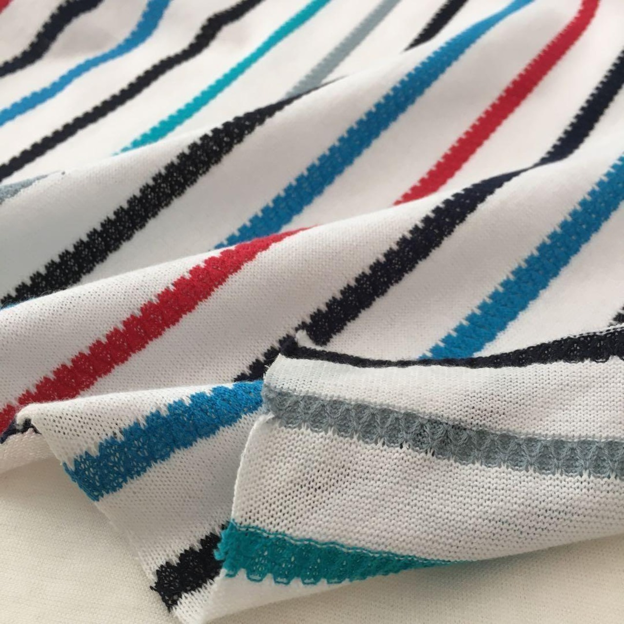 綿ポリ混特殊ドットボーダーニット生地-2m-curl tricot　KX/200H6799