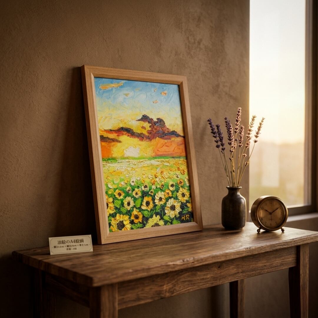 油絵　花　縦61cm 横68cm 油絵 絵画 鮮やかな花畑の風景 MANNA | 開院祝い「桜の花」額入り油絵