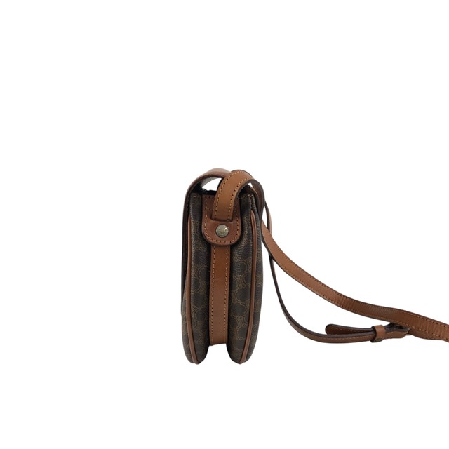 CELINE セリーヌ マカダム ショルダーバッグ ブラウン ブラゾン型押し PVC vintage ヴィンテージ オールド u8j887