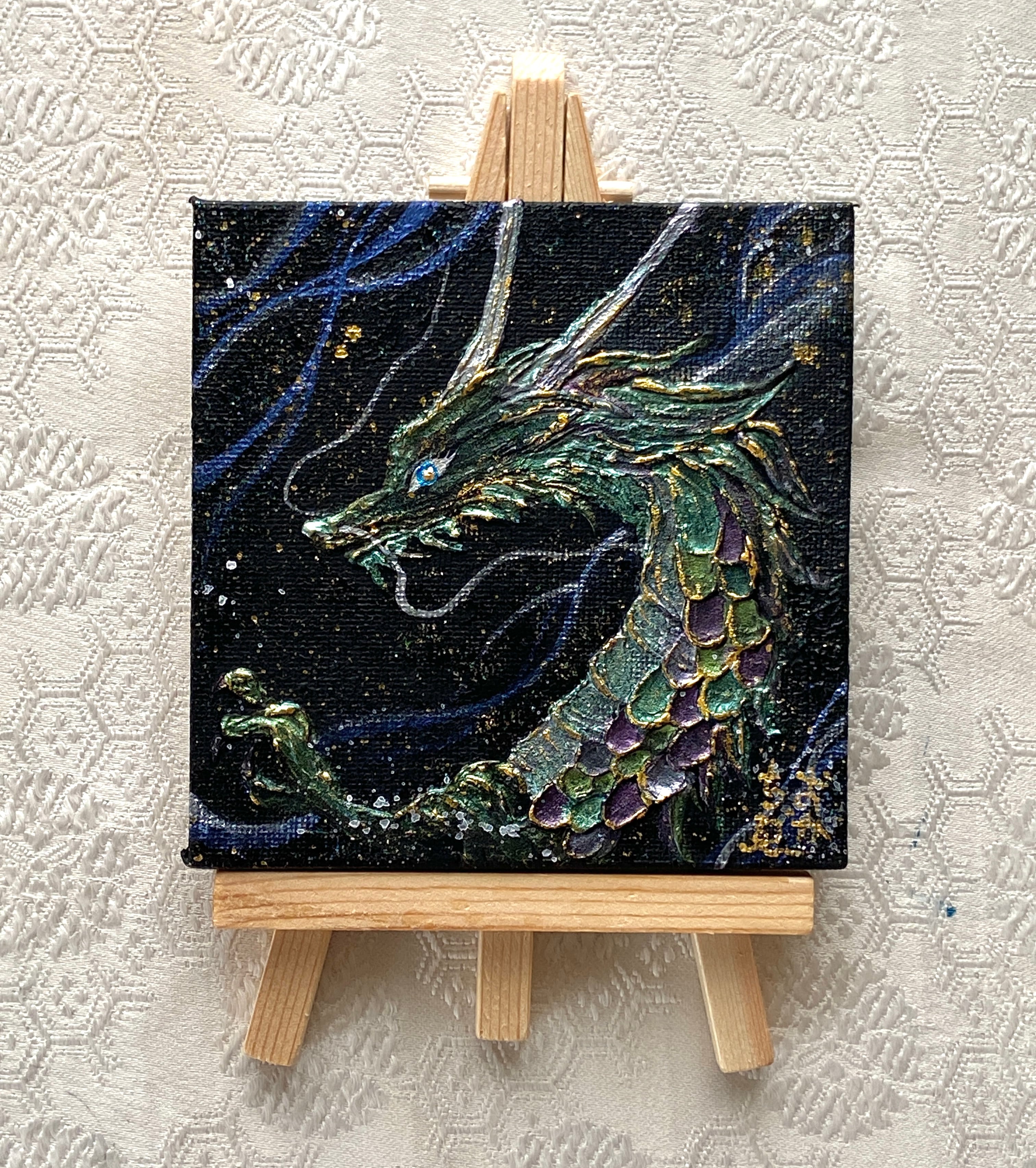 龍図　竹和紙顔彩印刷 龍図 竹和紙顔彩印刷