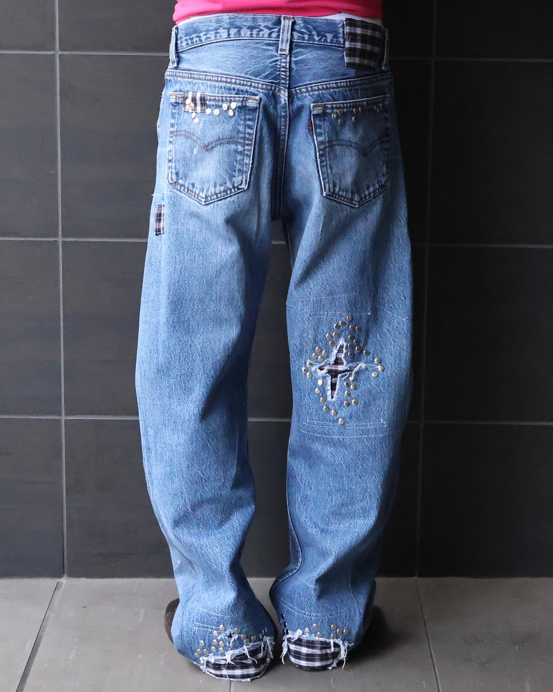 Hannah Creak】studded Jeans Wide Leg | blendmarket