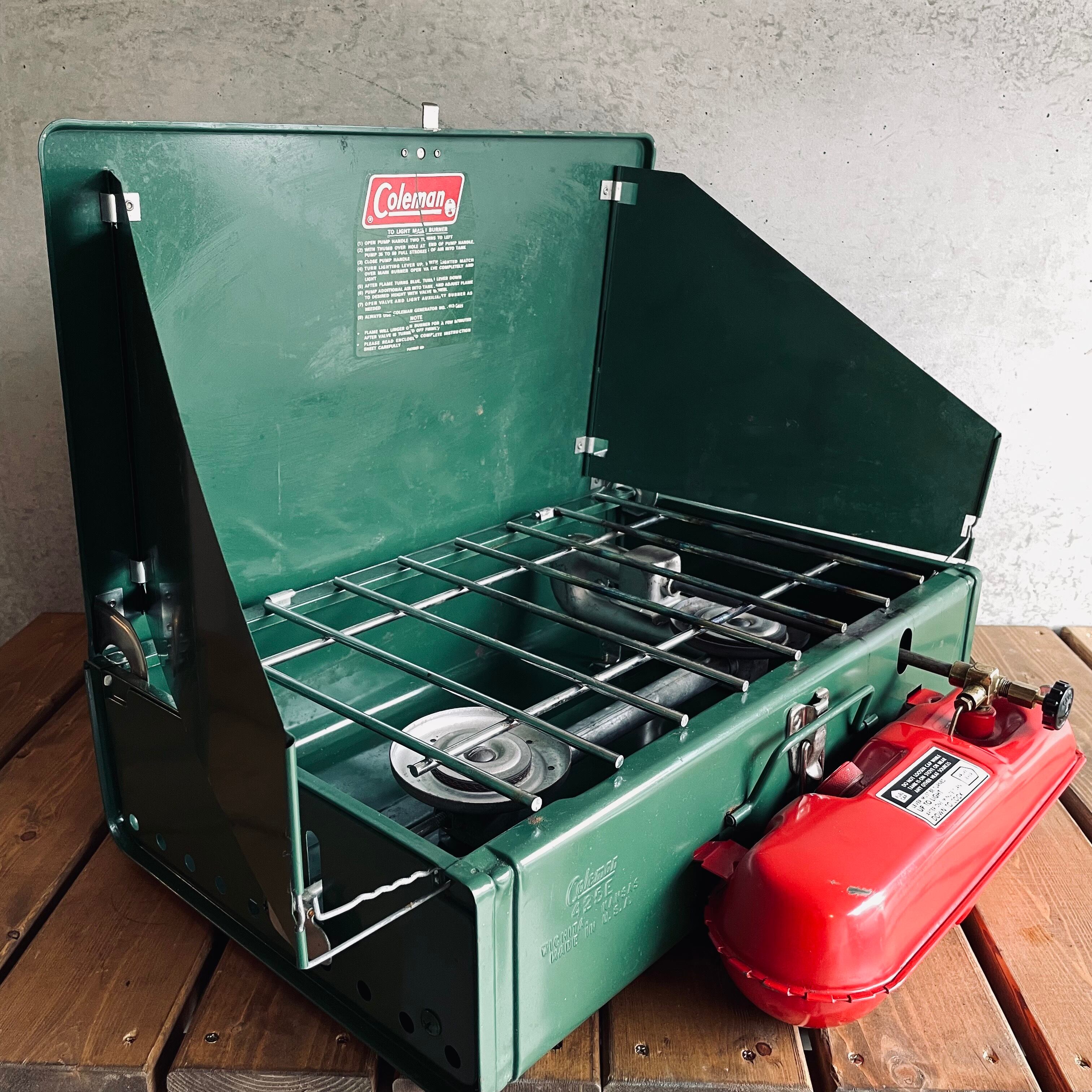 コールマン 425E ツーバーナー 赤タンク コンパクト 1979年4月製造