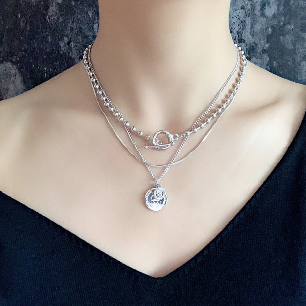 2連 ネックレス レディース 重ね付け チェーンネックレス ペンダント