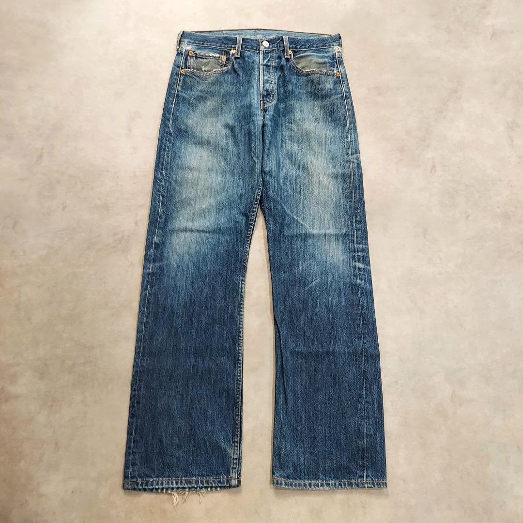 リーバイス501 Levis W32 デニム 青 古着 00s ヒゲ 18123