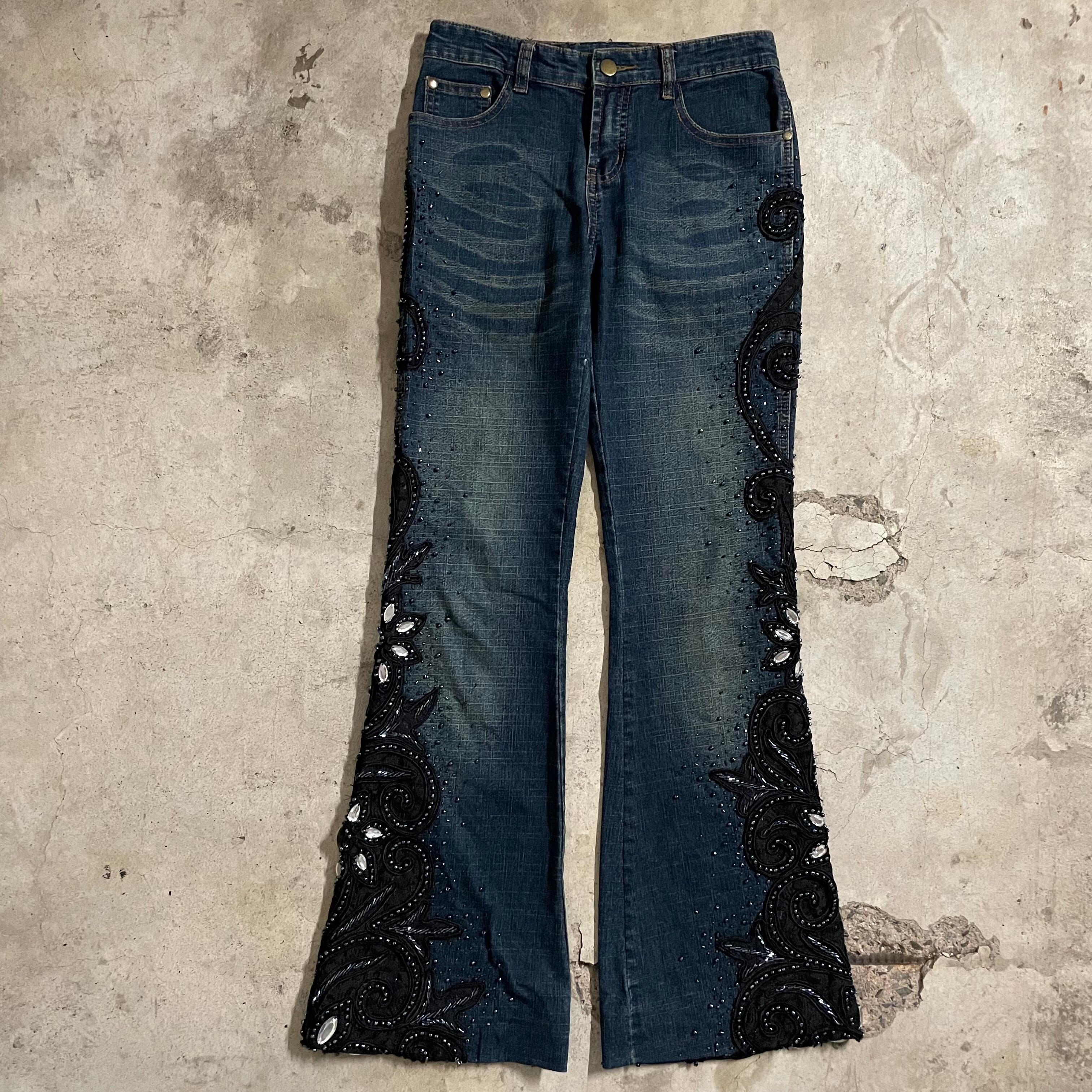 STUDS FLARE DENIM PANTSsilvertab