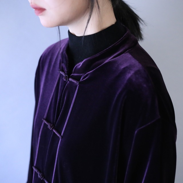 loose over silhouette violet china velours shirt