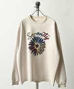 ATELANE Faux suede flower embroidered crew neck (IVO) 26A-14010