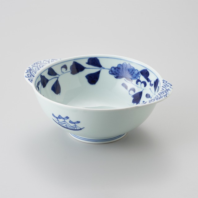 【青花】“唐草マント異人” 耳付丼［中］