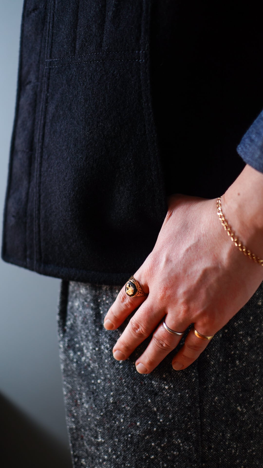 1990-2000s】U.K. VINTAGE 9ct イエロー ゴールド シグネット リング