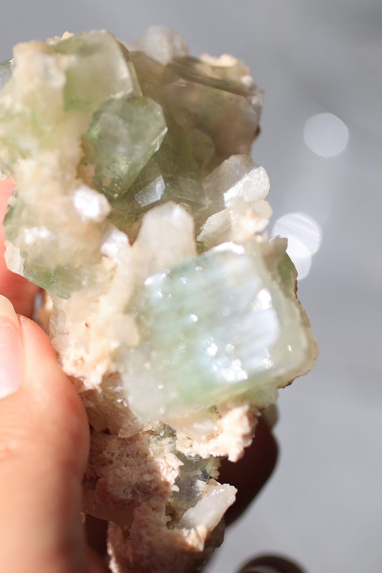 グリーンアポフィライト × スティルバイト Green Apophyllite with Stilbite |天然石 原石 鉱物 パワーストーン|st00415