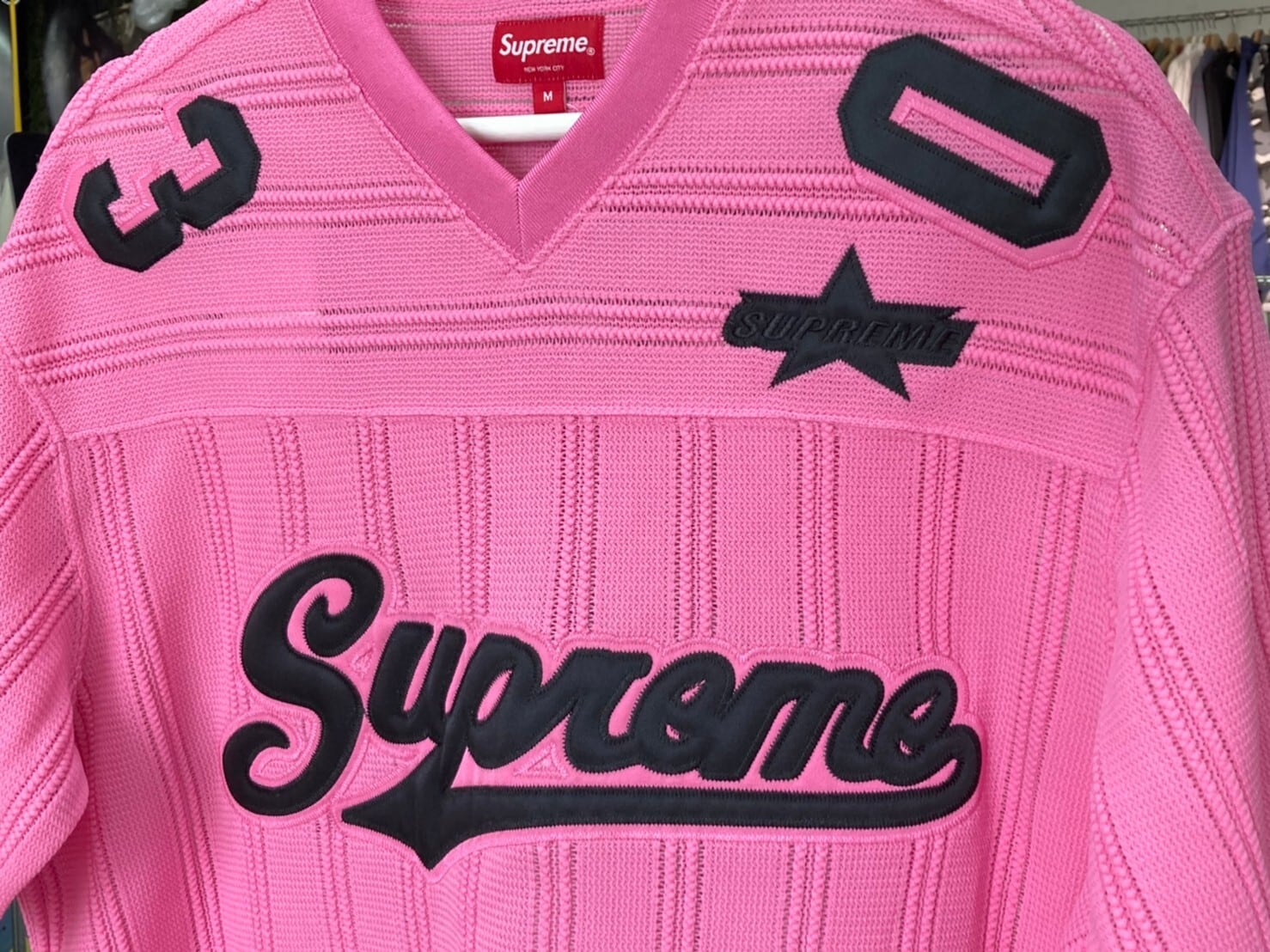 21ss Supreme Mesh Stripe Football Jersey