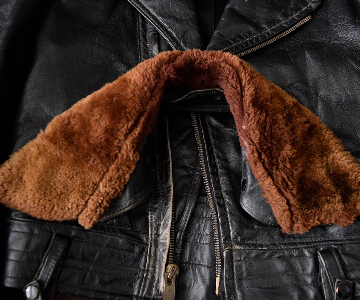 50s CALIFORNIA SPORTWEAR レザーテーラードジャケット 古着 50s Californian 本革 ネイビー ヌバック レザー スポーツ
