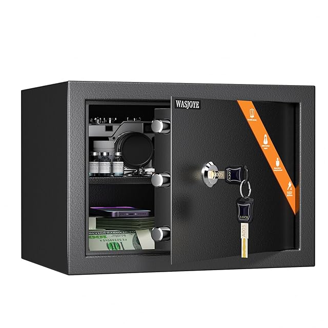 金庫 家庭用 22L 防犯金庫 A4ファイル横収納可能 可動棚付き 3種類解錠 金庫 家庭用 22L 防犯金庫 A4ファイル横収納可能 可動棚付き 3種類