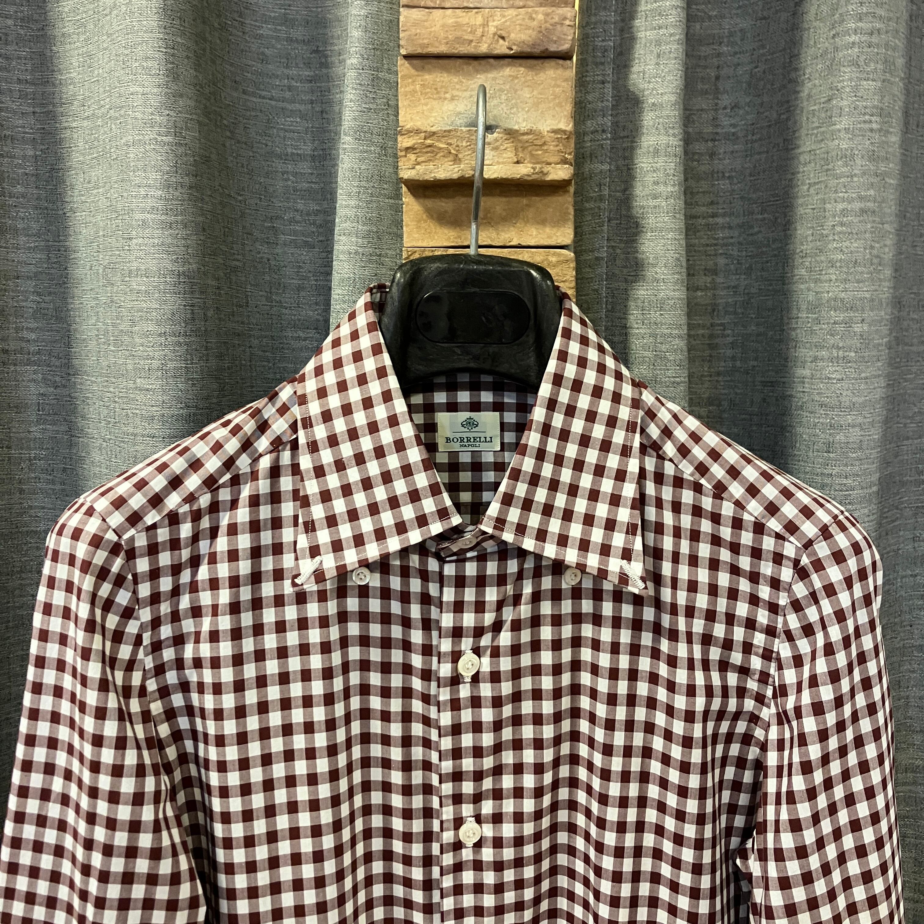 LUIGI BORRELLI COTTON B.D CHECK SHIRT BROWN | safarionline