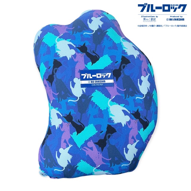 〈ブルーロック〉イサギ猫&バチラ猫 クッション(Illustrations by 黒ねこ意匠)