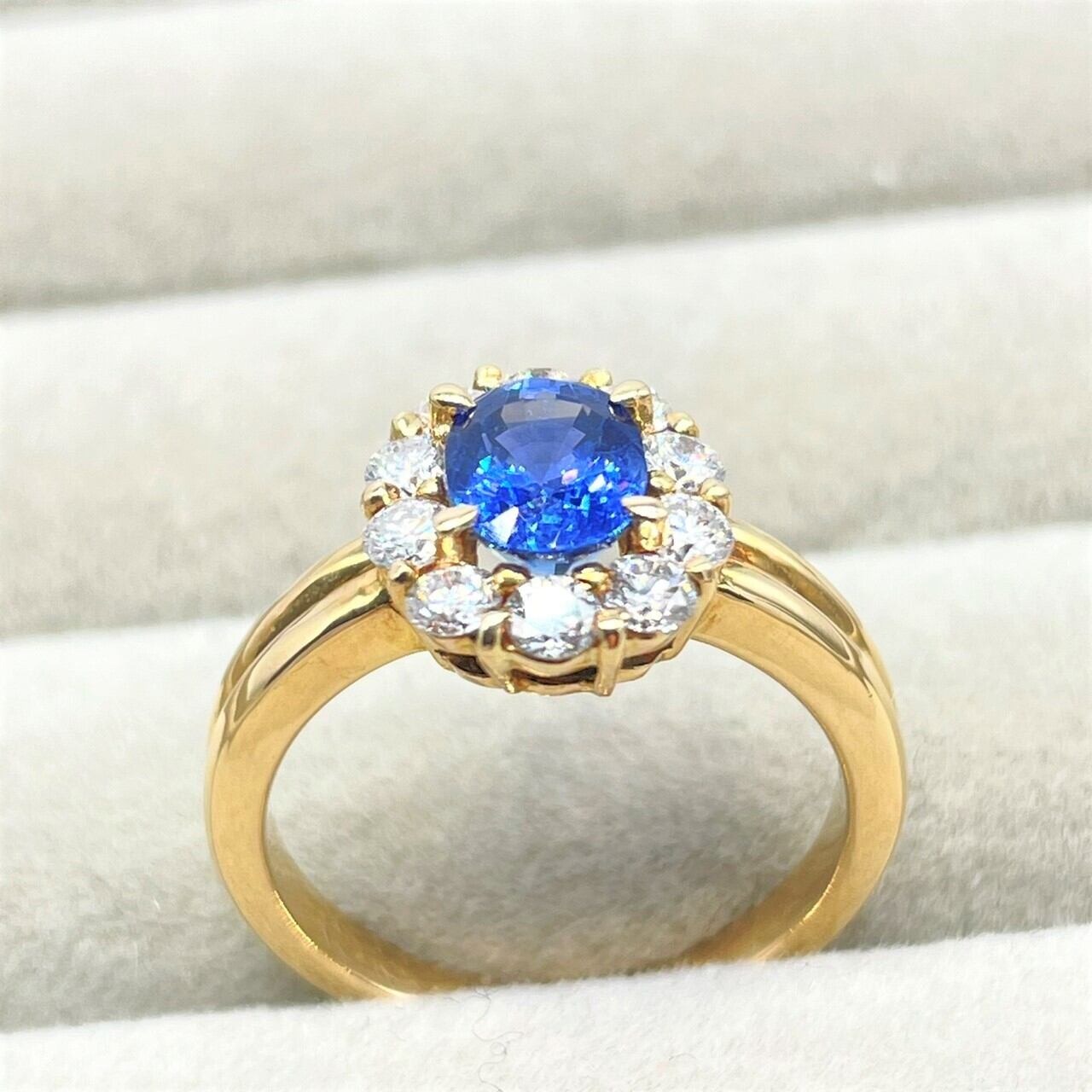 NM014 天然 サファイア 1.36 ダイヤモンド 0.62ct リング K18 指輪 