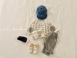 【valu bebe】 オールデイふっくらコットンT／グレーST（70〜90cm）