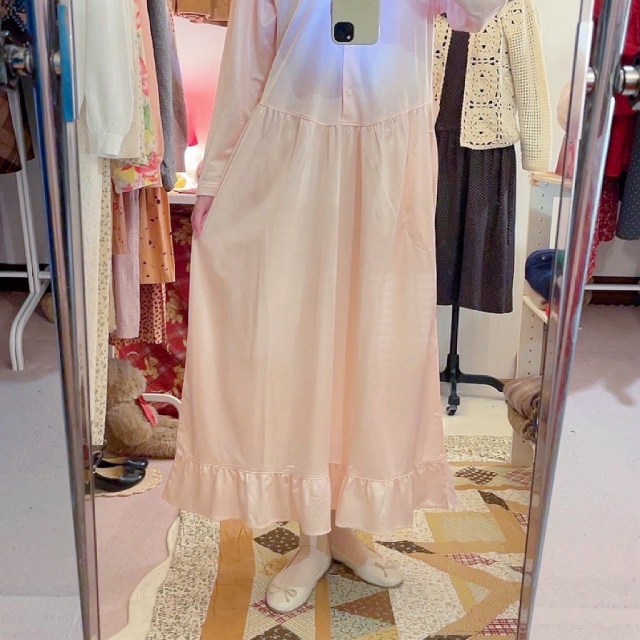 frill lace pink neglige one-piece