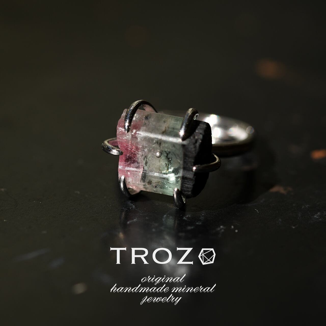 トリカラートルマリン 鉱物原石 フリーサイズ シルバー925 リング 指輪