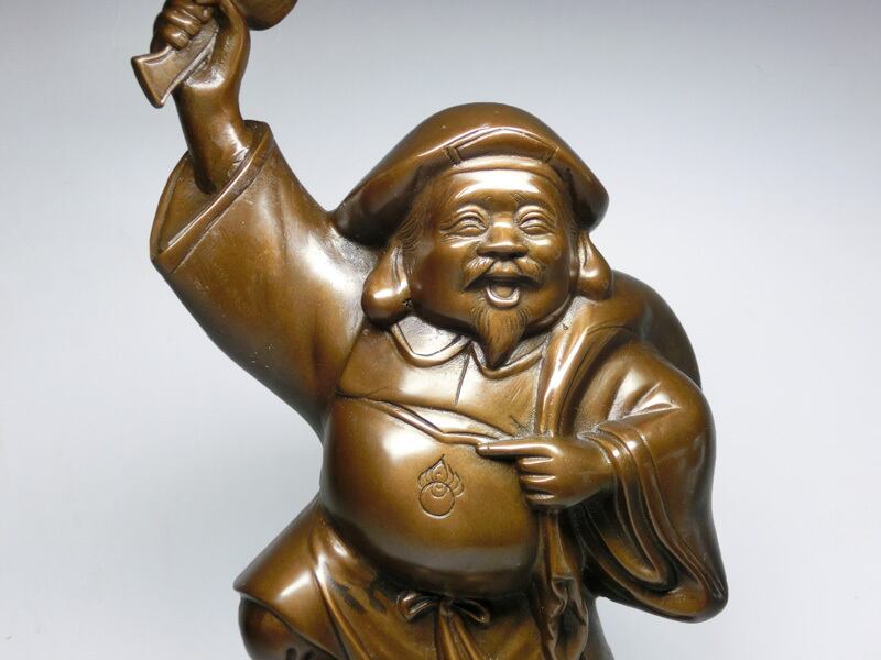 大黒天 白銅製　高さ約14.3cm 古玩 置物 大黒様 仏教美術 金属工芸 大黒天 白銅製 高さ約14.3cm 古玩 置物 大黒様 仏教美術 金属