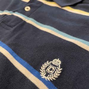 【CHAPS】超ビッグサイズ ポロシャツ 4XLT ボーダー 刺繍ロゴ RALPH LAUREN ラルフ チャップス US古着 アメリカ古着