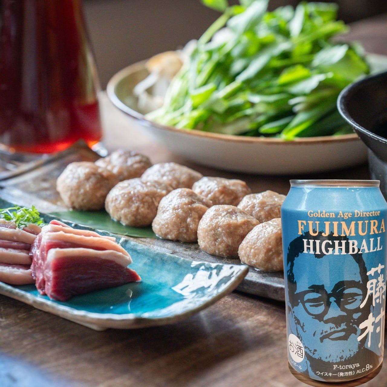 「鴨鍋・つくねたっぷり・河内鴨のあぶら鍋」藤村ハイボール2本付