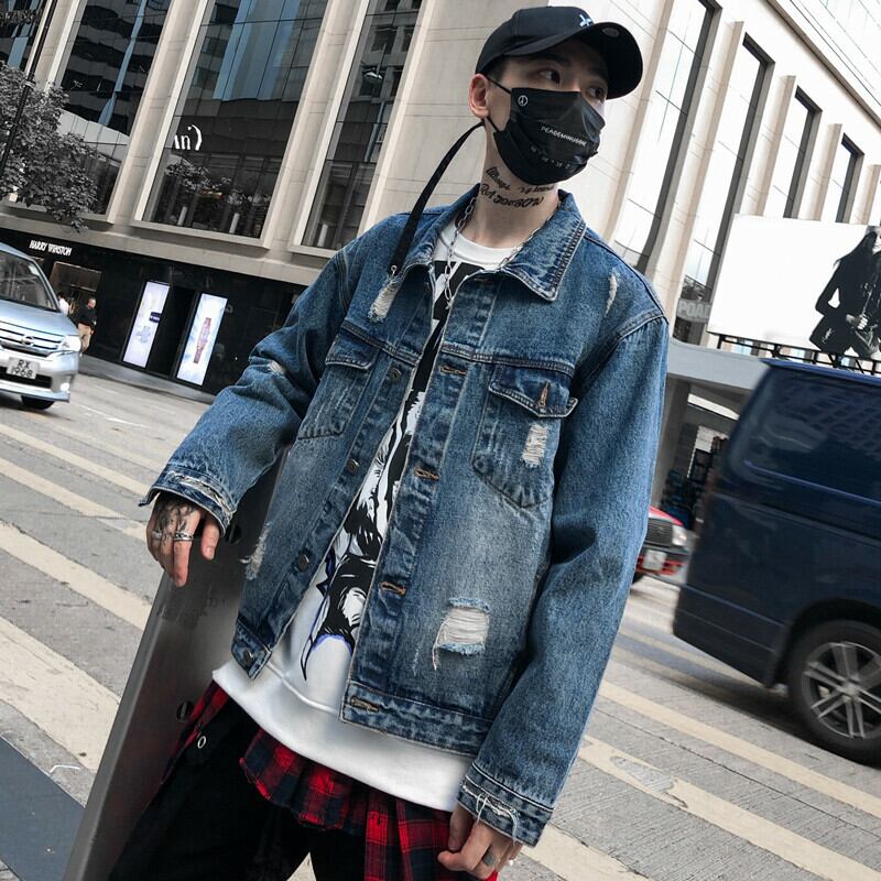 ビックシルエット オーバーサイズ メンズ デニム ジャケット バックコンシャス ストリート ダンス ぐるぐる