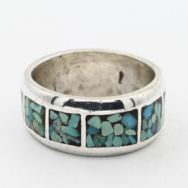 Square Inlay Crushed Turquoise Ring #16.5 / USA