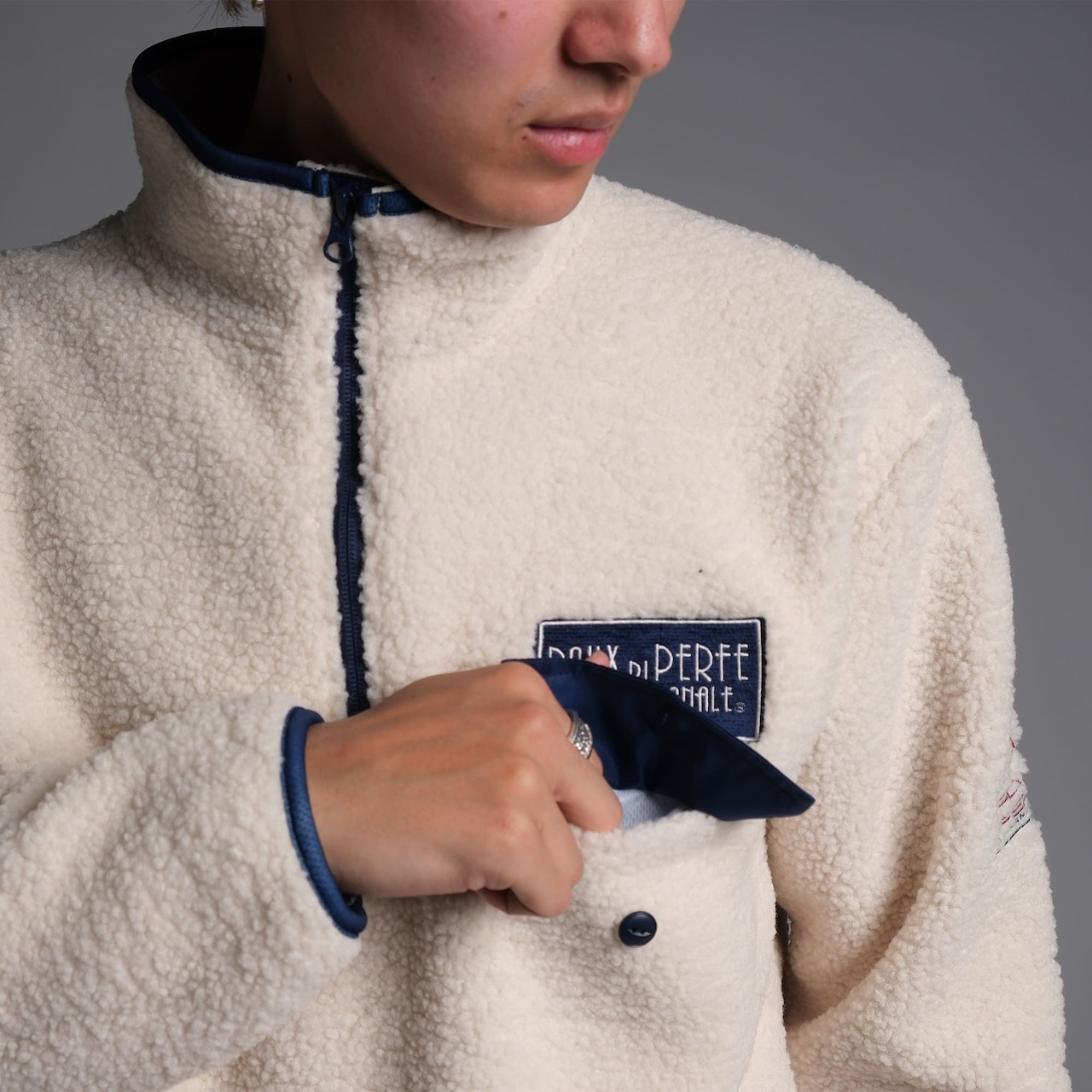 日本製ボアハーフジップブルゾン