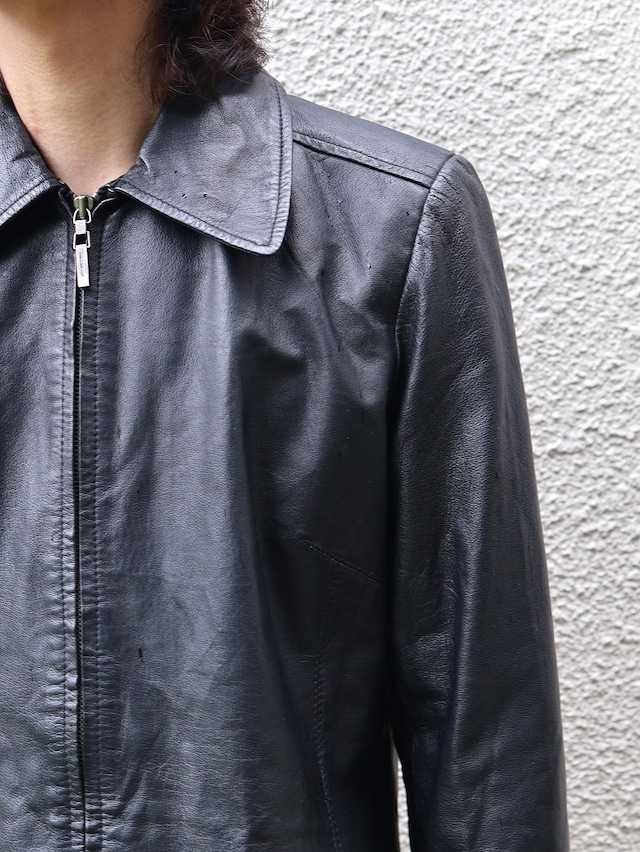 minimal zip up leather jacket