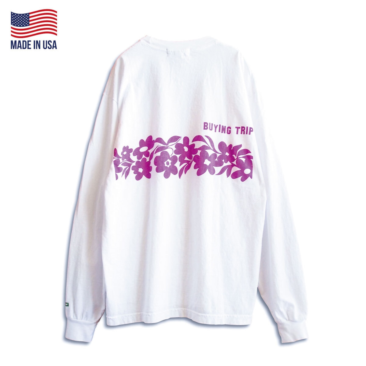 【BUYING TRIP】"Flower" Garment Dye Long Sleeve T-shirt (WHITE)