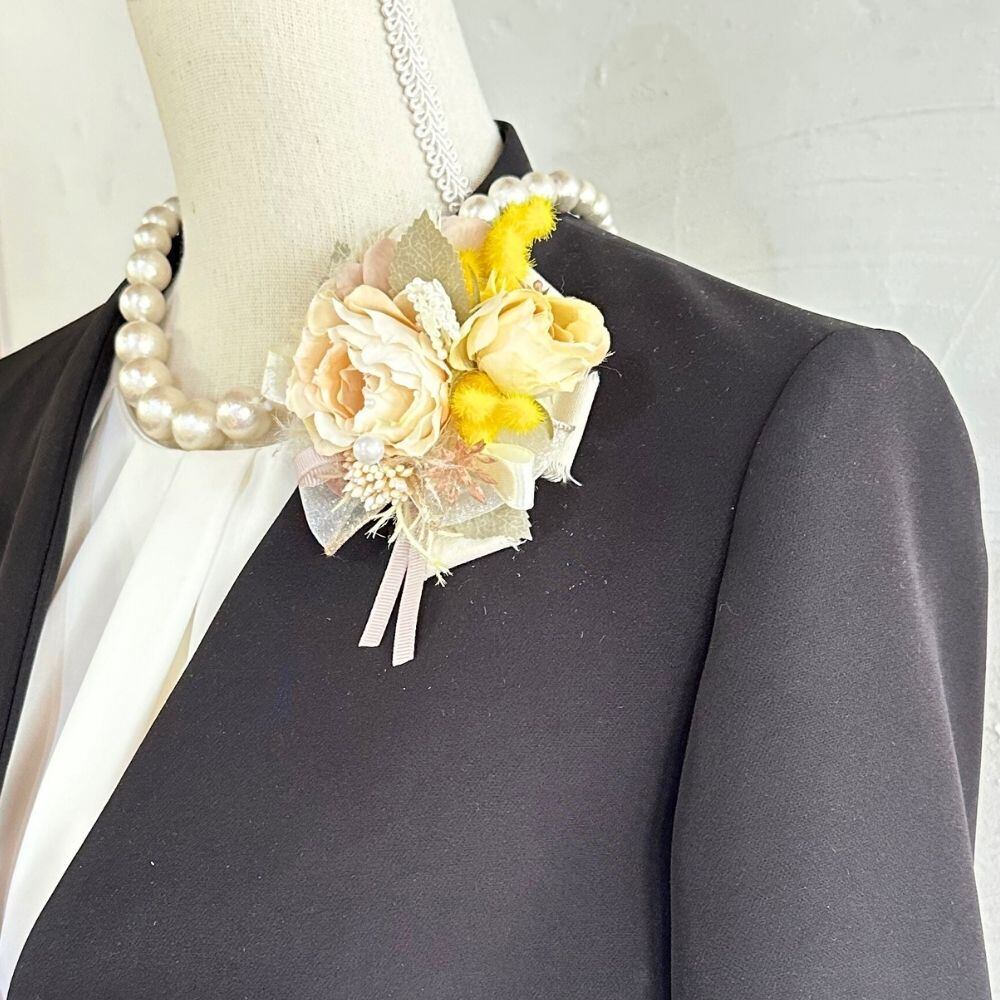 ハンドメイドミナペルホネン コサージュブローチ入園式入学式卒