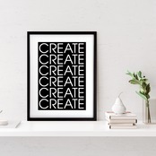 CREATE モダンアート｜白黒 タイポグラフィ｜洗練された部屋作りに  サイズ おしゃれポスターA2ポスター