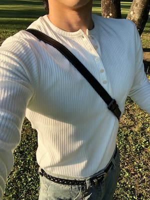【MuscleFit】Ribbed Raglan Henley Neck Long Tee (5color)