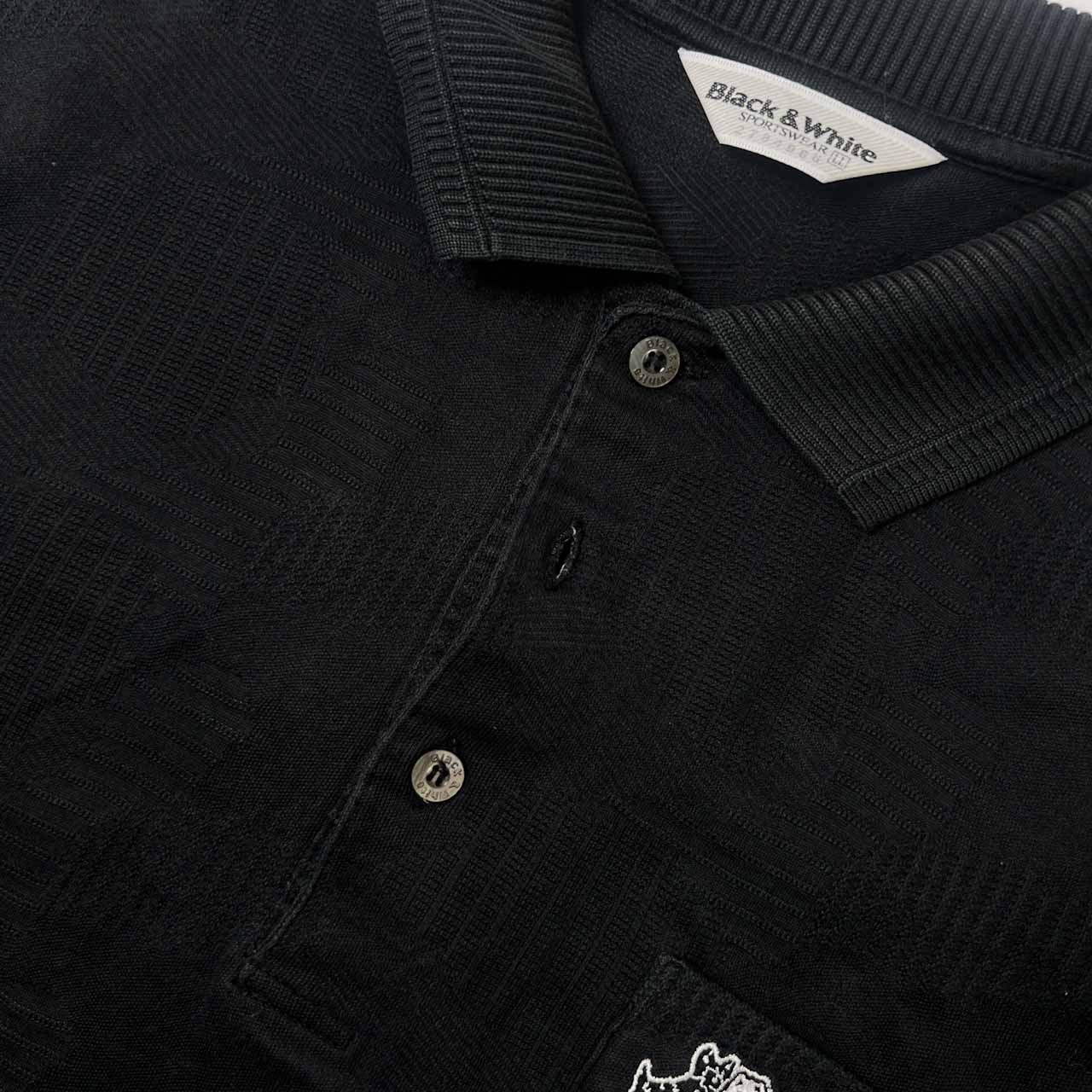 Black&White ブラックアンドホワイト ワンポイント 半袖 ポロシャツ LL/ブラック メンズ ゴルフ