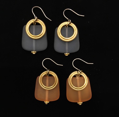 Trapezoid & circle drop earrings