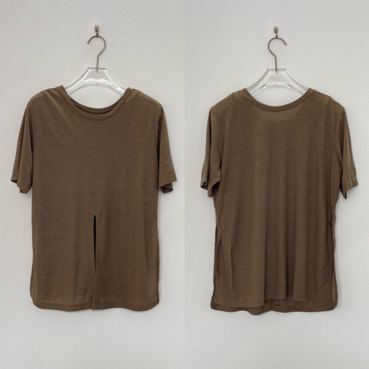 【予約1週間】マルチwayスリットシアーtee/モカ